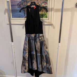 Carmen Marc Valvo Black Dress with Floral Accents
